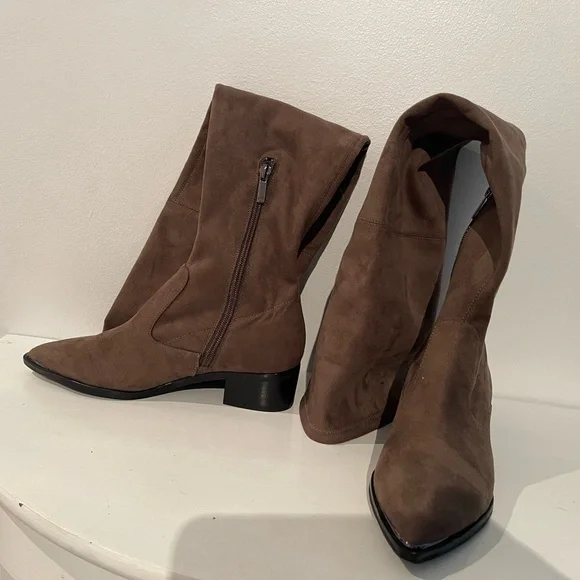 Brown Suede Over-the-Knee Boots - Picture 2 of 9